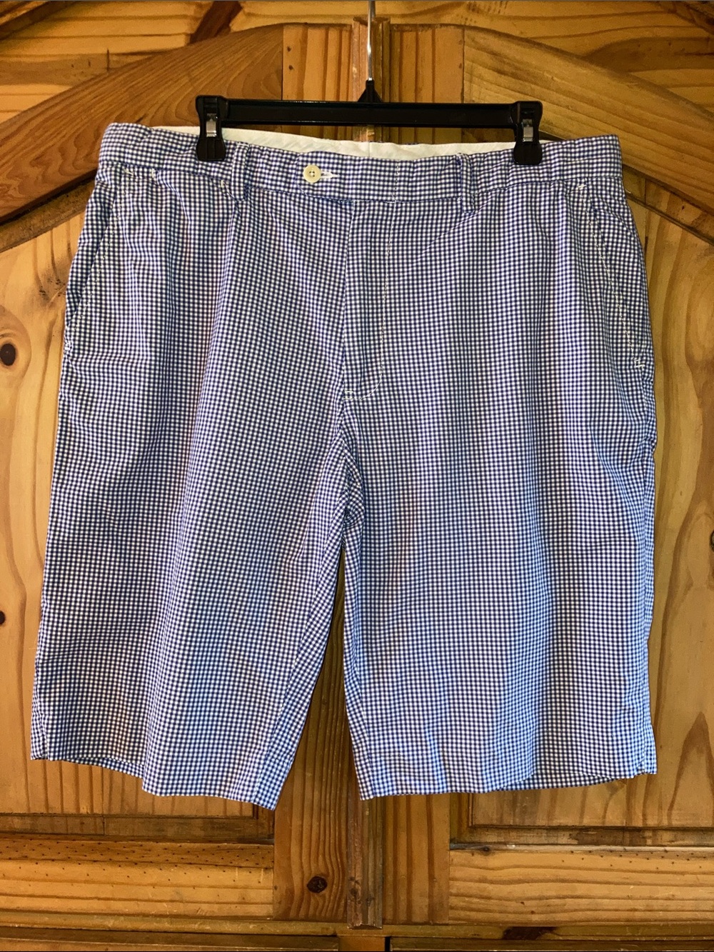 Men Polo Ralph Lauren blue white checks chino shorts size 36